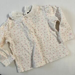 Ralph Lauren Floral Peter Pan Collar Long Sleeve Top W/ Button Down Back Sz 12m